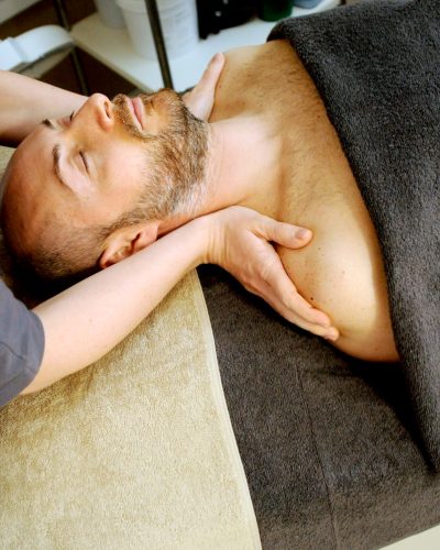 man lying on bed